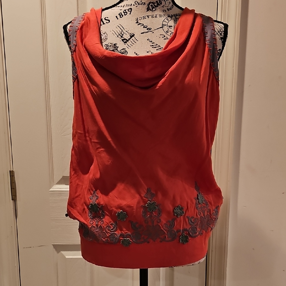 Lulumari Red Draped Sleeveless Tank Top